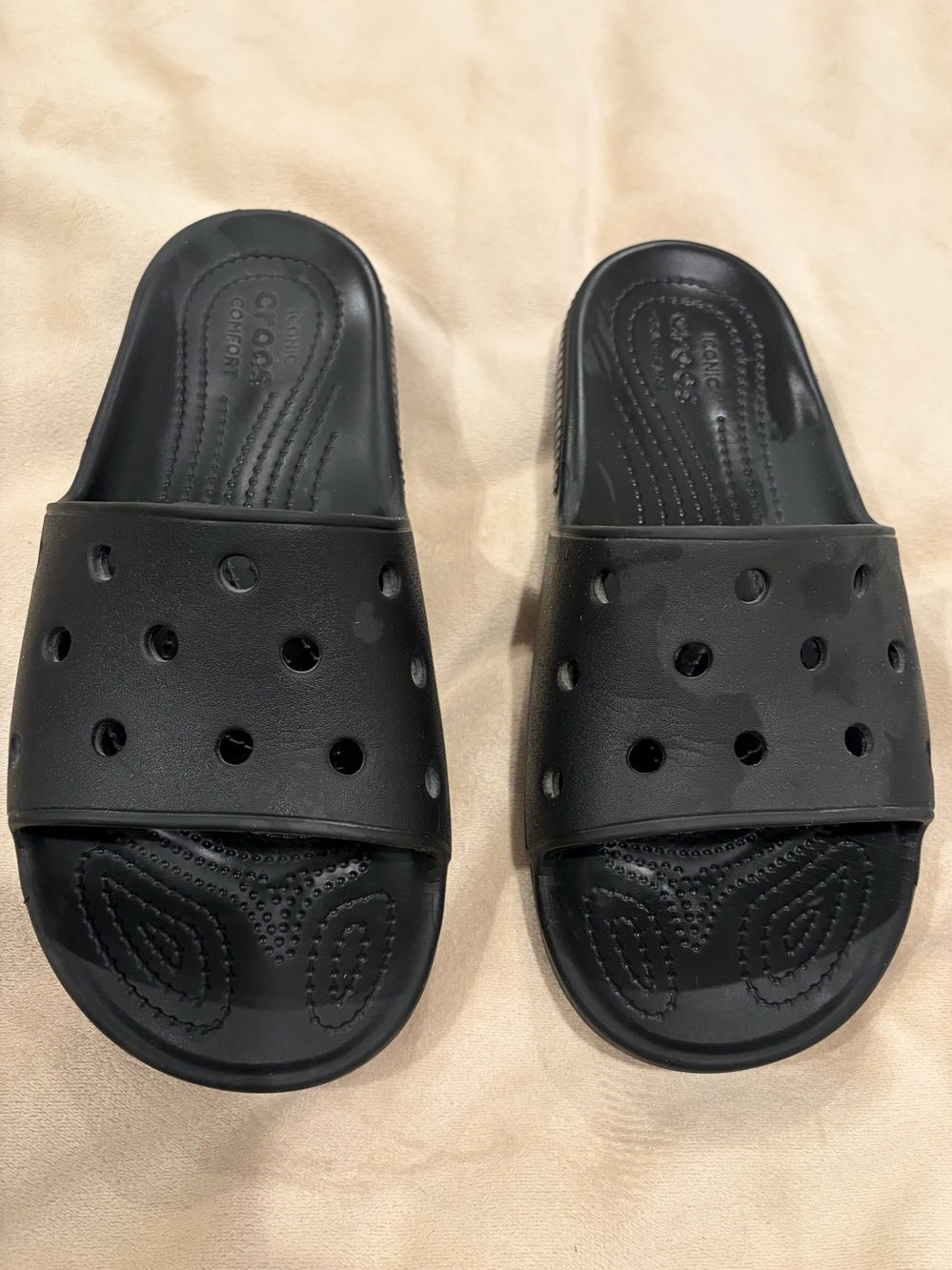 Crocs Men’s Black Slide Sandals with Vent Holes